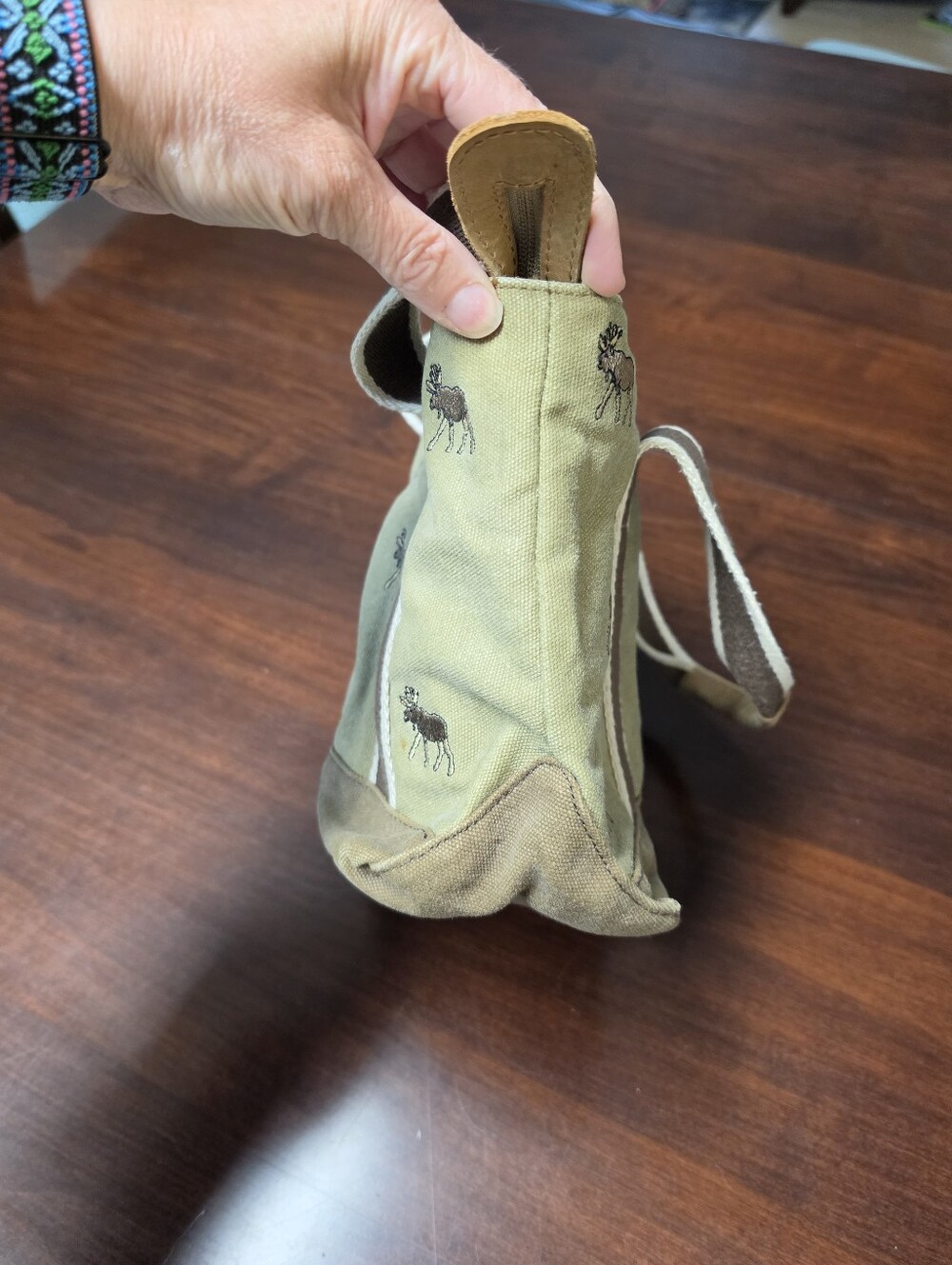 L.l. Bean Boat Tote Mini Canvas Moose Embroidered Tote Bag, Zip Top - Picture 10 of 10